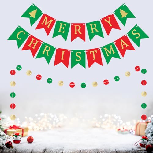 Merry Christmas Banner Party Decoration Set for Indoor and Outdoor Home