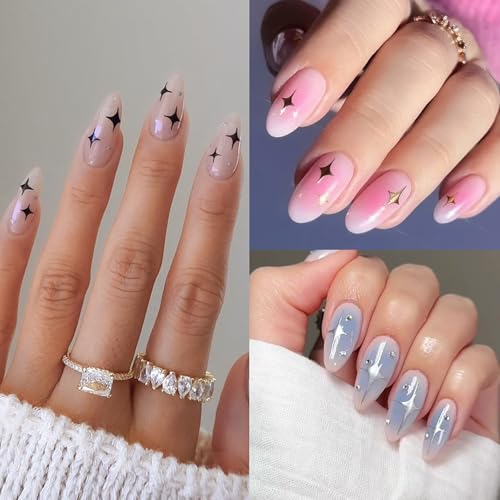 Star Nail Stickers 6 Sheets 3D Self Adhesive Gold Silver Decals