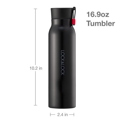 LOCK & LOCK Name Stainless Steel Vacuum Insulated Thermal Travel Mug, 17 oz (White)