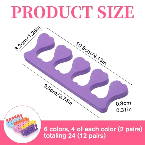 Pedicure Toe Separators - 24Pcs Soft Foam Heart Spacers for Nail Art