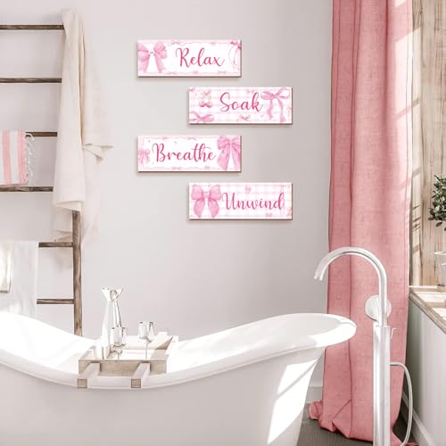 Pink Wall Decor Set with Inspirational Signs for Girls' Room - Riletese