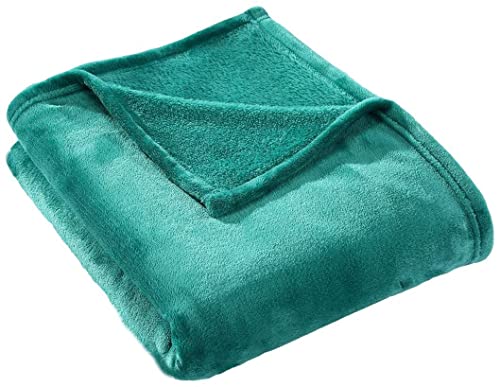 HYSEAS Teal Flannel Fleece Throw Blanket 50x60 Inch - Soft Plush Microfiber