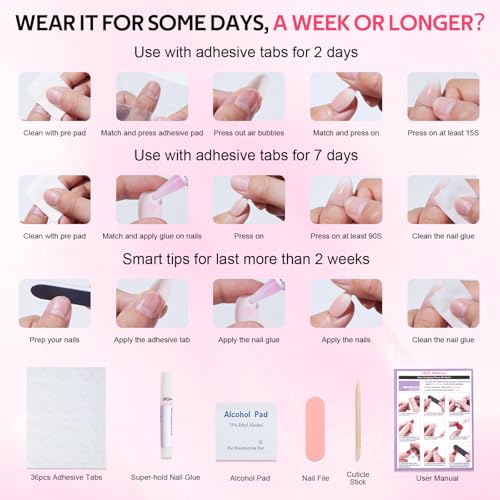 Findigit Short Press On Nails - 32 Pcs Natural Soft Gel Fake Nails Kit, Amber