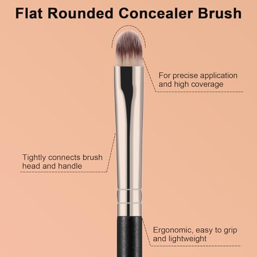 TEOYALL Flat Rounded Concealer Brush for Precise Spot and Blemish Coverage