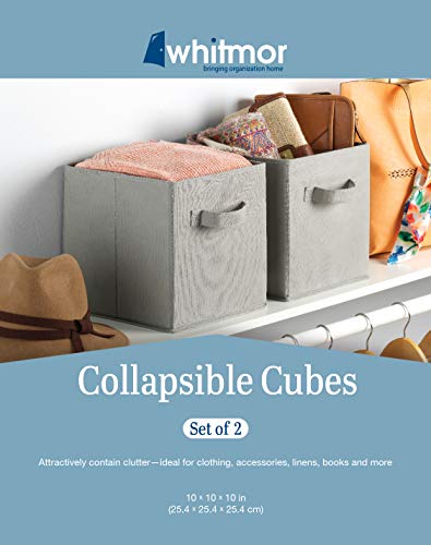 Whitmor Gray Collapsible Storage Cubes 10" x 10" x 10" (Set of 2)