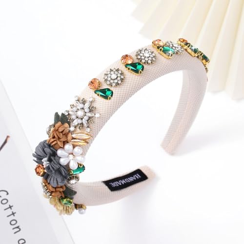 Urieo Floral Pearl Rhinestone Crystal Headband for Women Wedding Party