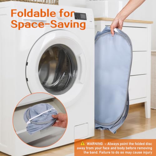 Bemkoo 2 Compartments Collapsible Laundry Basket - Grey, Foldable & Durable for Dorm & Travel