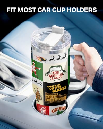 Funny Christmas Movie 40oz Tumbler with Handle & Straw - Holiday Gift Variation of THIS listing