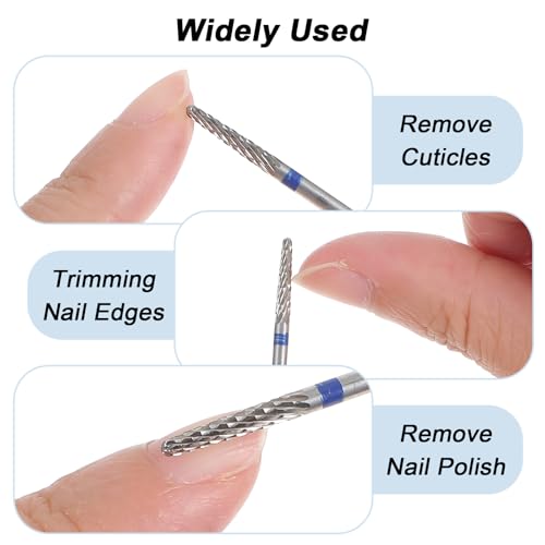 Sorcristy 2Pcs 3/32" Cuticle Nail Drill Bit Medium Grit Tungsten Steel