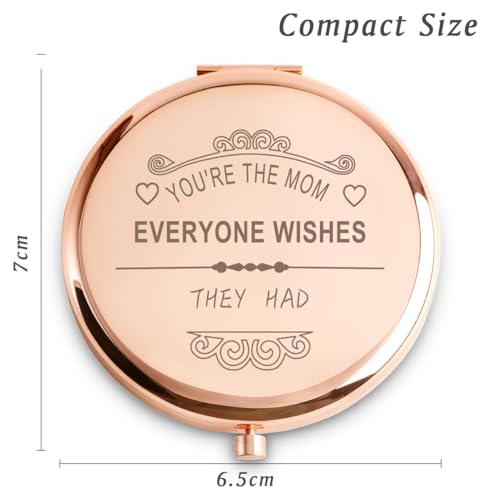 Engraved Compact Mirror Gift for Mom - Custom Stainless Steel Pocket Mirror