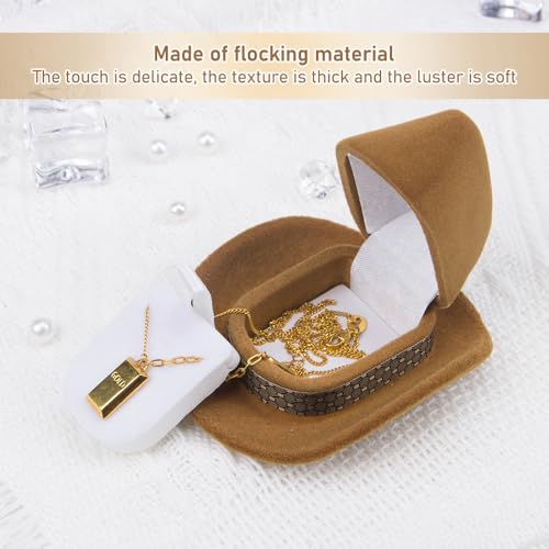 Brown ZORZA 2-Piece Velvet Cowboy Hat Jewelry Box for Rings & Jewelry
