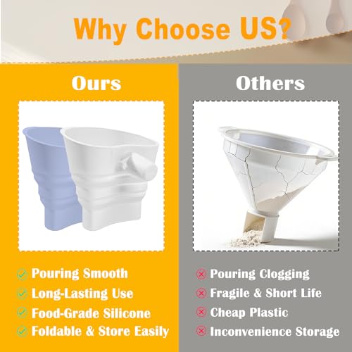 2-Pack Flour Funnel for KitchenAid Stand Mixer - Silicone Pouring Attachment