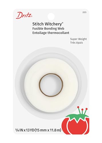 Dritz Stitch Witchery Fusible Web Tape, Super Weight, 5/8-Inch x 13-Yards, White