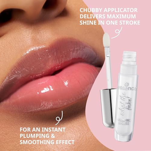 Essence What The Fake! Plumping Lip Gloss - Hydrating Clear Gloss with Hyaluronic Acid