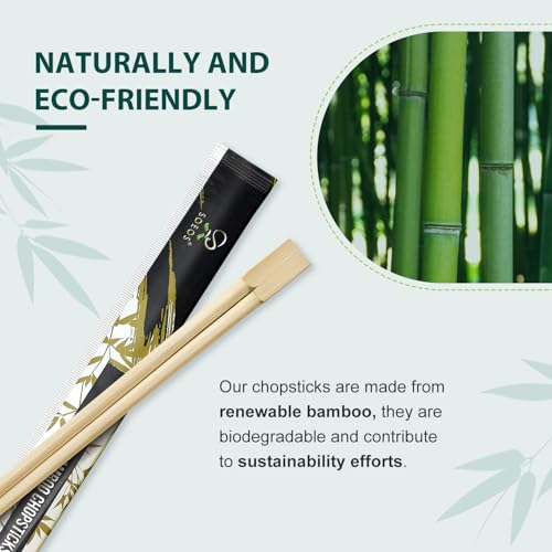 Soeos 9 Inch Premium Disposable Bamboo Chopsticks - 500 Sets