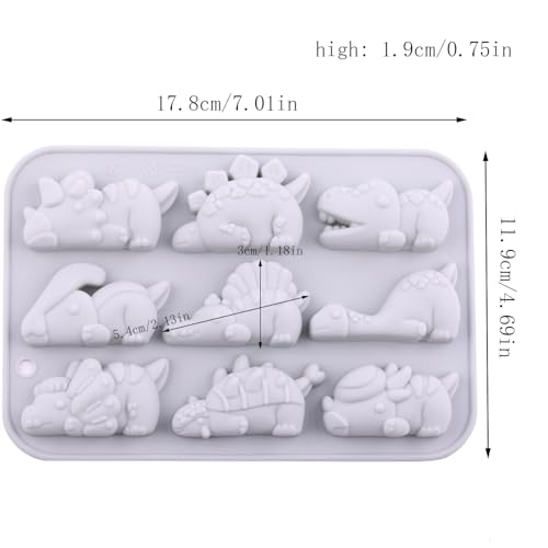 Dinosaur Silicone Candy Molds - 9 Cavity Chocolate & Gummy Molds