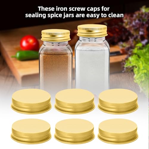 6 Pcs Iron Jar Lids for 4oz & 6oz Spice Jars - Airtight Seal