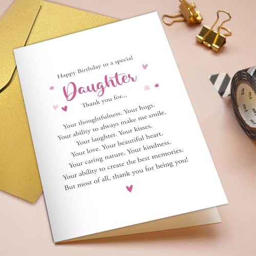 Birthday Card for Daughter from Parents - Poem & Blank Inside