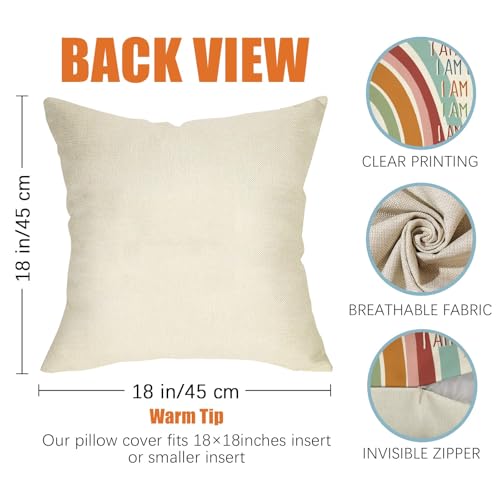 Inspirational Rainbow Throw Pillow Cover 18x18 - Boho Decor