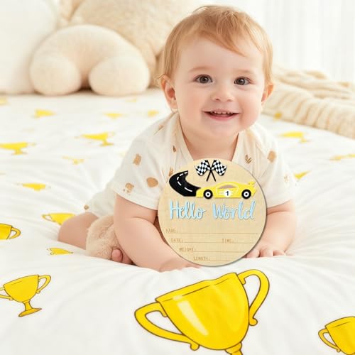 Race Car Baby Announcement Sign - Personalized Newborn Photo Prop