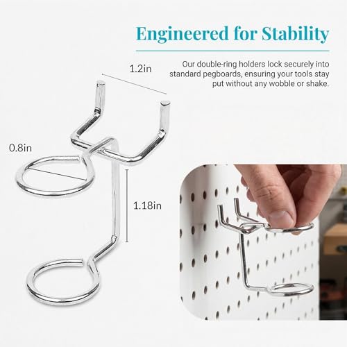 5-Pack Pegboard Screwdriver Holder - Double-Ring Tool Organizer Hooks