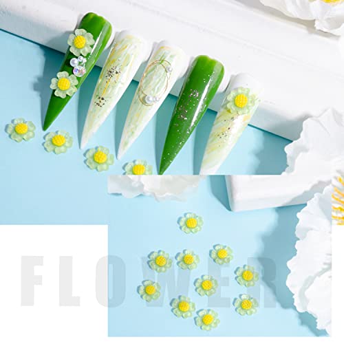 BAIYIYI 100 Pcs 3D Acrylic Resin Sunflower Nail Art Charms