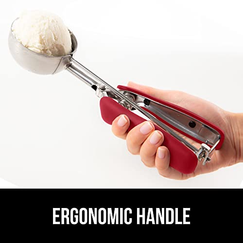 GORILLA GRIP Stainless Steel Cookie Scoop, 2 TSP #100, Red Soft Grip