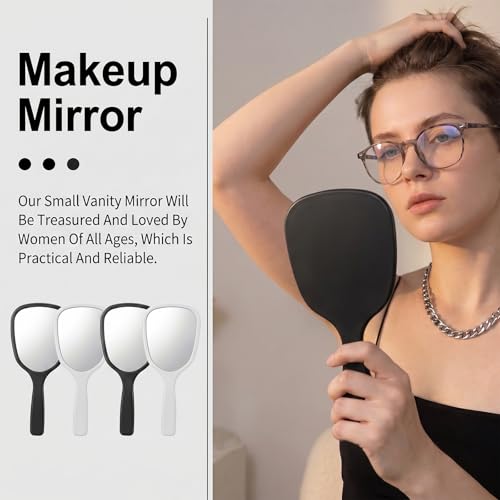 2 Pcs Portable Travel Handheld Mirrors with Handle - Compact and Lightweight for Makeup and Grooming