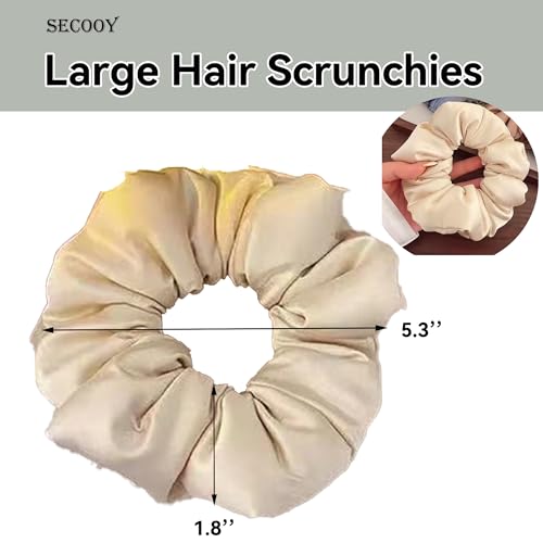 SeCooy Large Satin Hair Scrunchies - Soft No-Damage Silk-Like Hair Ties