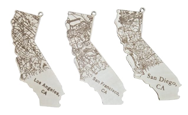 California State Map Christmas Ornament with San Diego Variation