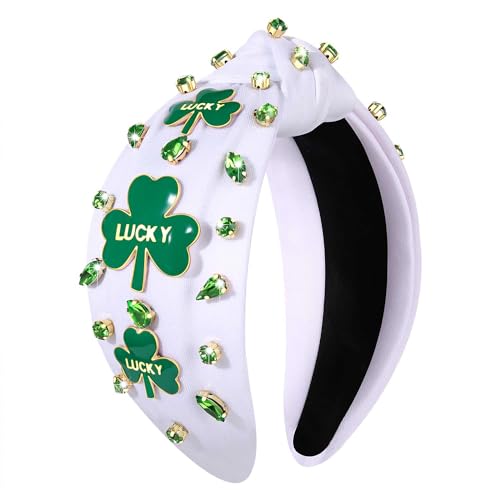 St. Patrick's Day Green Shamrock Rhinestone Knotted Headband