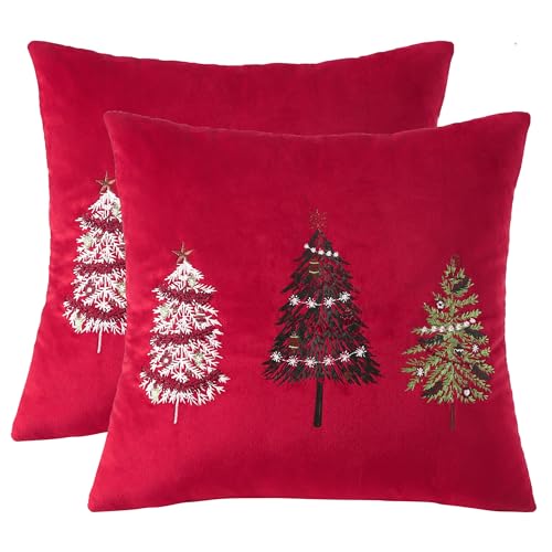 Christmas Velvet Throw Pillow Covers - Set of 2, 18x18 inches