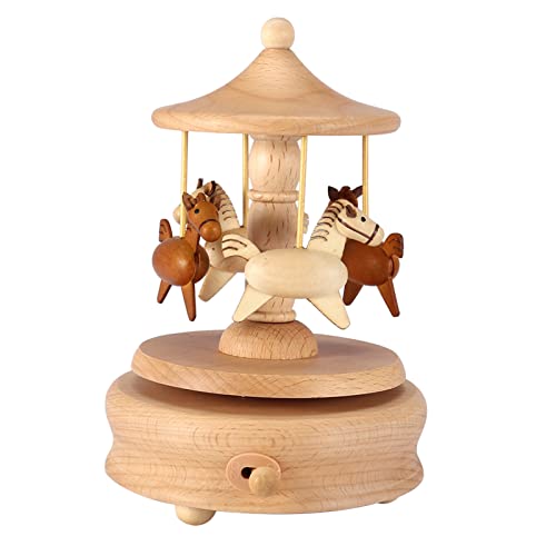 Carousel Music Box Beech Wood Castle in the Sky Melody Gift