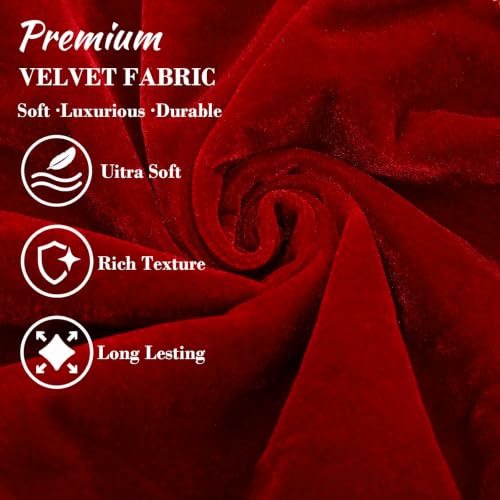 84 Inch Burgundy Velvet Christmas Tree Skirt with Gold Embroidery - Xmas Decoration