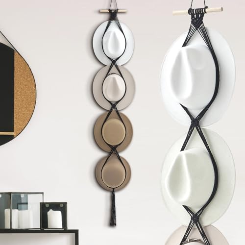 Boho Macrame Hat Hanger - Handmade Cowboy Hat Organizer