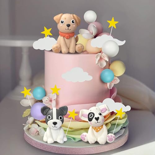 29Pcs Dog Cake Topper Set with Stars Clouds Balls Birthday Party Decor