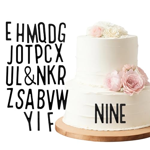 26-Piece Black Acrylic Letter Cake Topper Set for Birthdays & Events