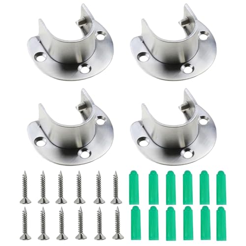 LIDBEKEI Heavy-Duty Closet Rod Support - U-Shaped Base 4-Pack - 1-Inch Diameter Flange