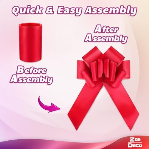 Zoe Deco - Giant Red Car Bow - 23 Inch | Perfect for Birthdays, Weddings, and Surprise Parties