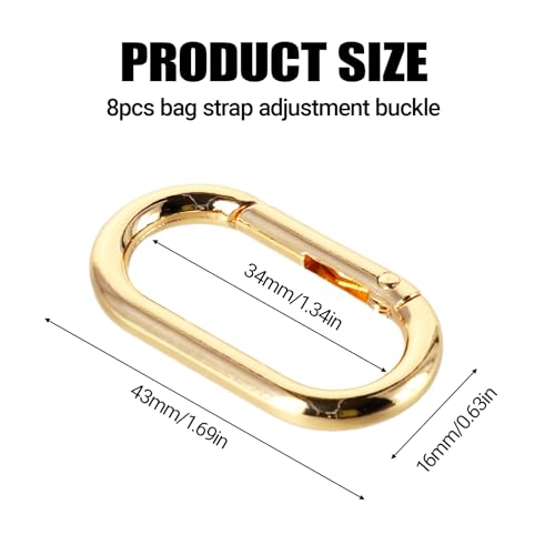 8 Pcs Gold Keychain Clip Screw Carabiner O-Type Screw Lock Keychain, Brass Carabiner Unisex, Suitable for Car Keys, Handbags, Wallets (Gold)