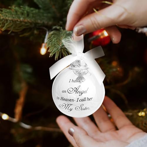 I Have an Angel in Heaven Dad Ornament – Christmas Memorial Feather Ball Hanger