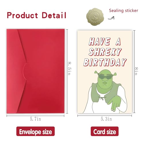 Detuca Shrexy Birthday Meme Card - Funny Old & New Job Card, 8x5.3 inch DTK-268