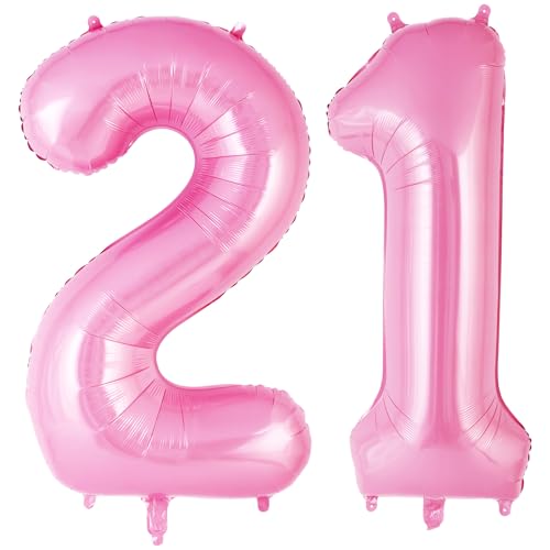 Pink Number 21 Balloon - Jumbo 40 Inch Mylar Foil Balloon for Birthday Party