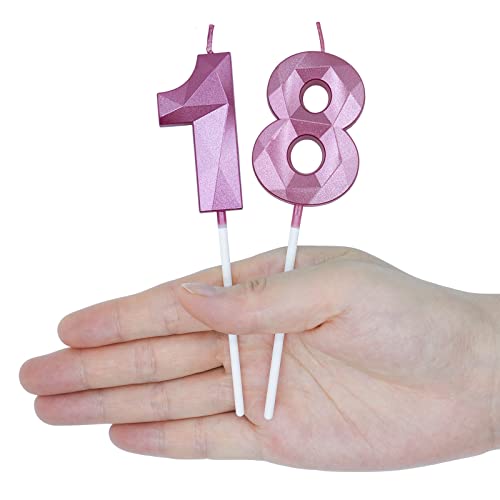 Pink 3D Diamond Birthday Candles - Number 14 & 41 Set