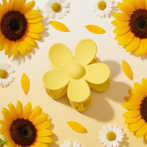 Juroicessry Yellow Flower Hair Claw Clip Plastic Anti-Scratch