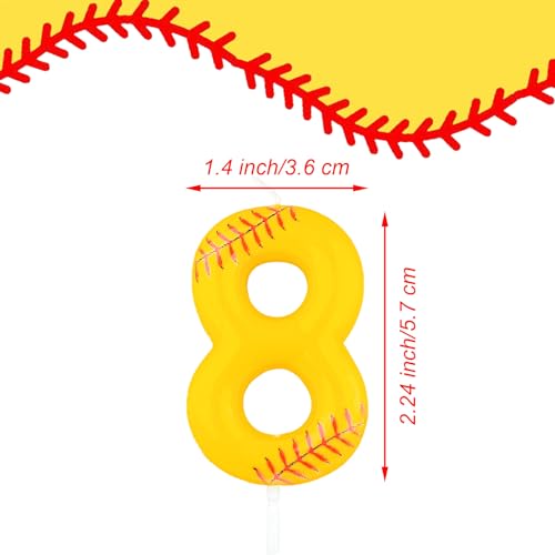 Softball Birthday Candle - Yellow 10th Birthday Cake Topper
