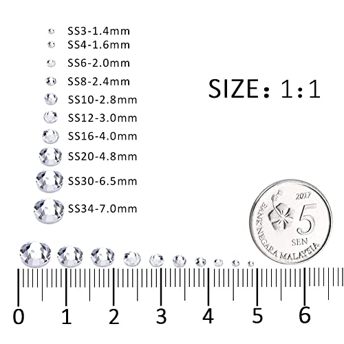 GAVIYE 1440Pcs White Crystal Glass Flatback Rhinestones 2.0mm SS6