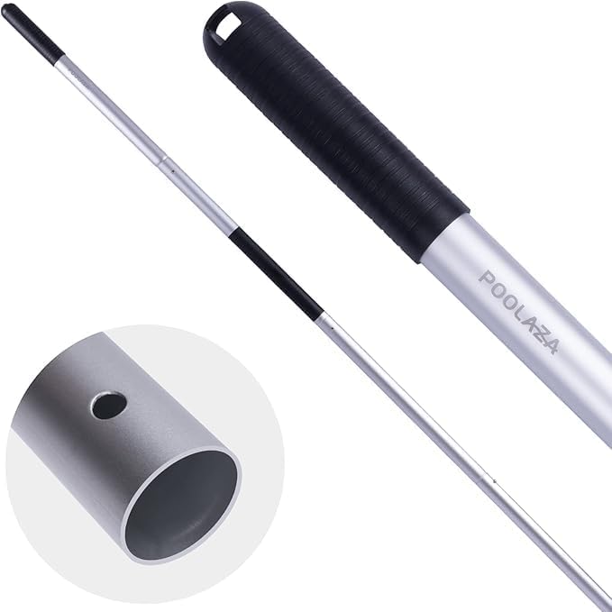 POOLAZA Pool Pole - Dual-Handle Anodized Aluminum Telescopic Skimmer Pole Up to 10.5 Ft | Portable Cleaning Tool