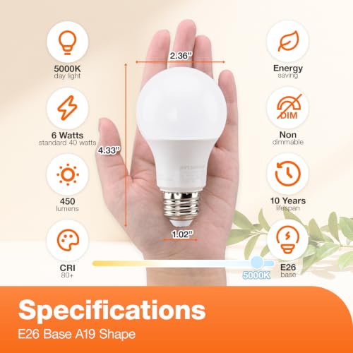 Sylvania LED A19 Light Bulb - 40W Equivalent, Daylight, 12 Pack