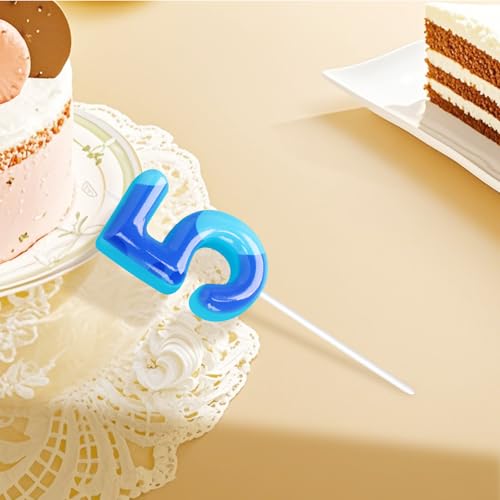 Cartoon Blue Number 5 Birthday Candle for Cake Decoration